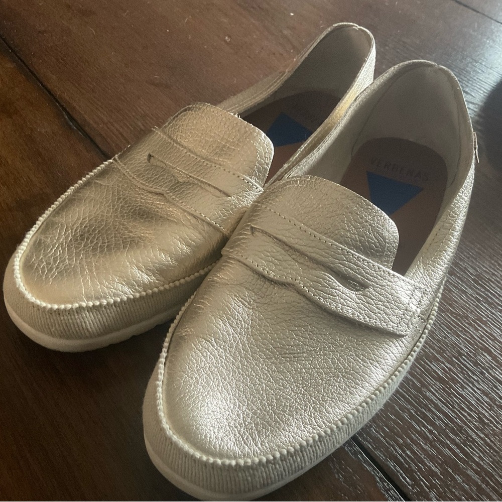Gold metallic Verbenas slip ons